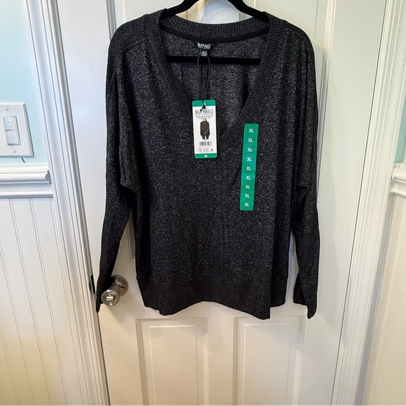 Buffalo David Bitton Charcoal V-Neck Sweater - Picture 1 of 9